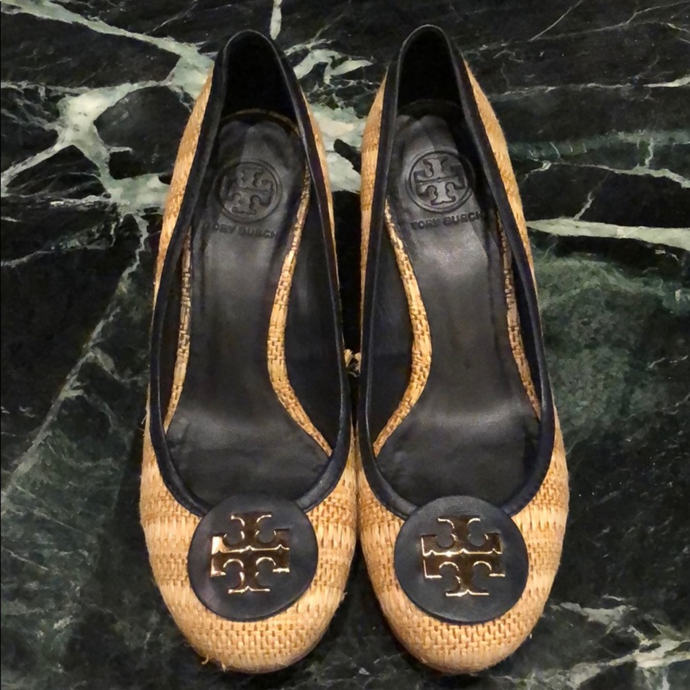 Tory Burch Straw Wedges size 8